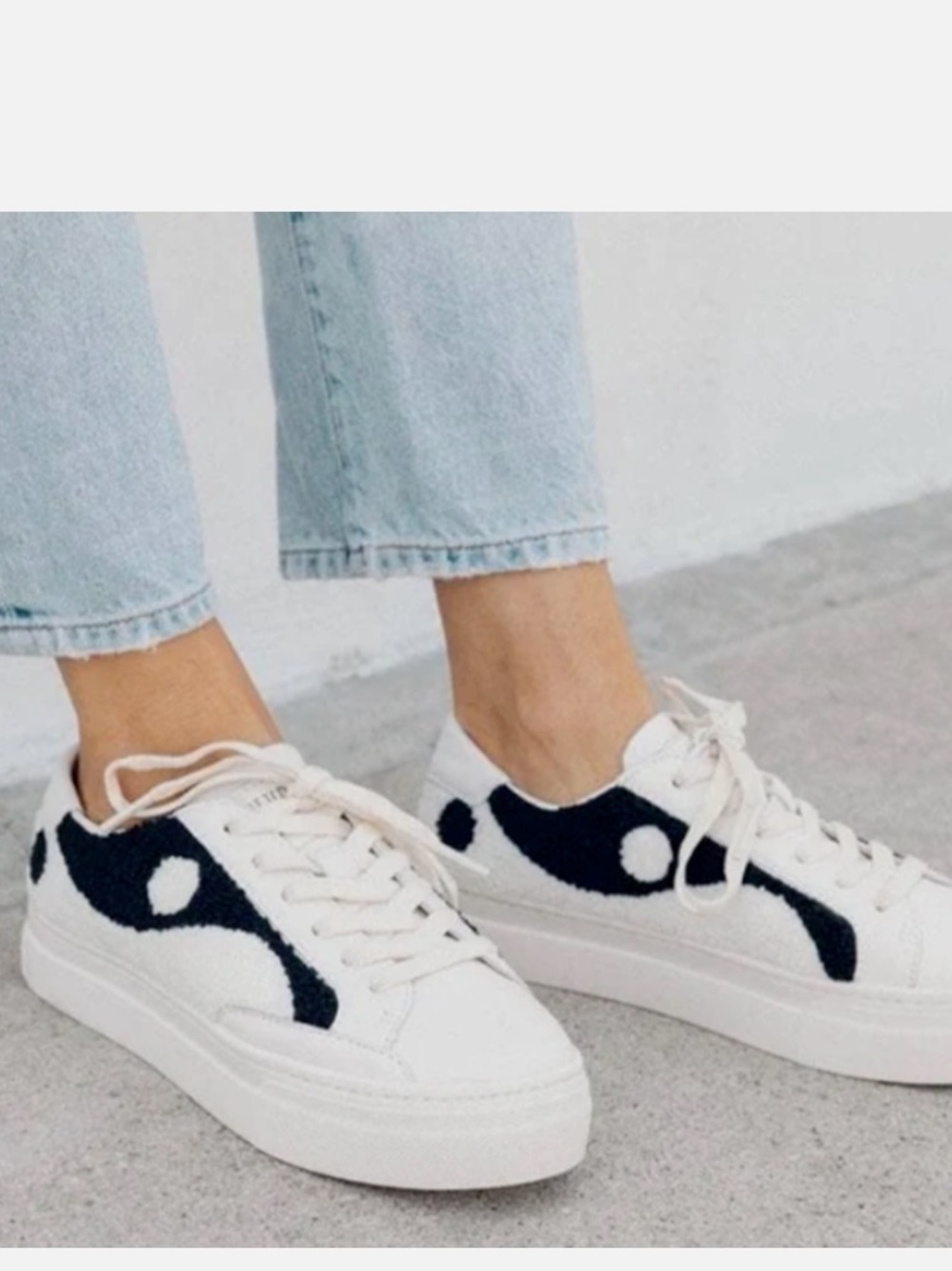 Soludos Ying& Yang Graphic Detaied Platform Laced Artsy Boho Sneakers Size 9.5